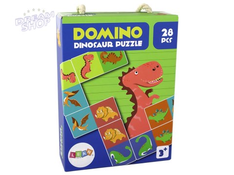 Gra Logiczna Puzzle Dwustronne Domino Dinozaury 10cm x 5cm 28 El. Gra Logiczna Puzzle Dwustronne Domino Dinozaury 10cm x 5cm 28 El.