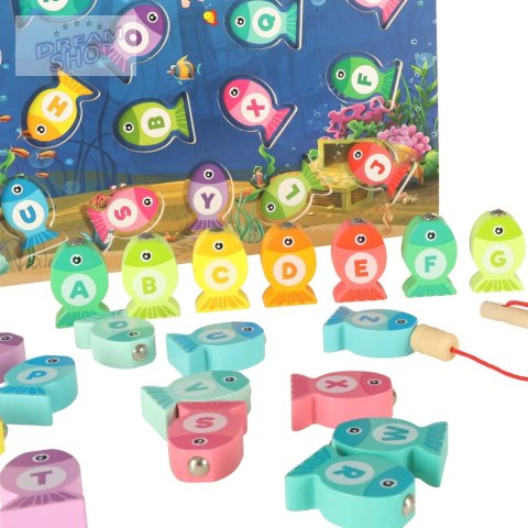 Puzzle drewiane magnetyczne łowienie rybek literki Puzzle drewiane magnetyczne łowienie rybek literki