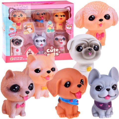 Zestaw figurki pieski gumowe 6 sztuk szczeniaczki pieski ZA4629 Zestaw figurki pieski gumowe 6 sztuk szczeniaczki pieski ZA4629