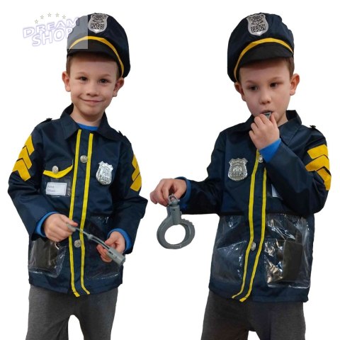 Kostium strój karnawałowy policjant kajdanki zestaw 3-8 lat