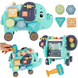 Słonik interaktywny montessori wbijak sorter klocki młotek 26cm