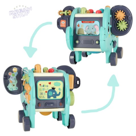 Słonik interaktywny montessori wbijak sorter klocki młotek 26cm Słonik interaktywny montessori wbijak sorter klocki młotek 26cm