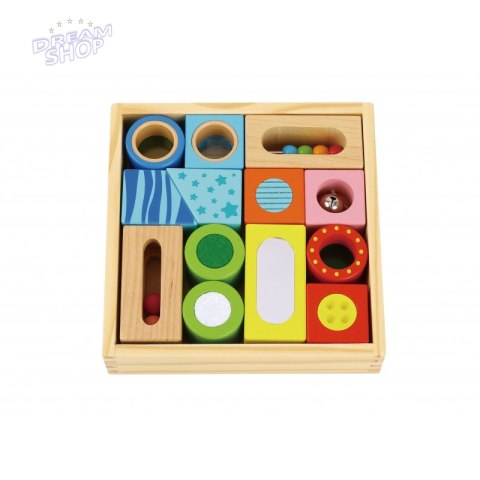 TOOKY TOY Drewniane Pudełko Klocki Sensoryczne Układanka Multifunkcyjna Kształty Dźwięk Dotyk 12 el. TOOKY TOY Drewniane Pudełko Klocki Sensoryczne Układanka Multifunkcyjna Kształty Dźwięk Dotyk 12 el.