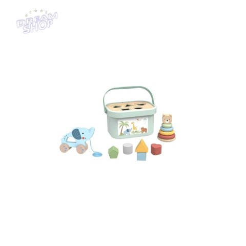 TOOKY TOY Pudełko Sorter Box 3w1 Klocki Piramidka Słonik