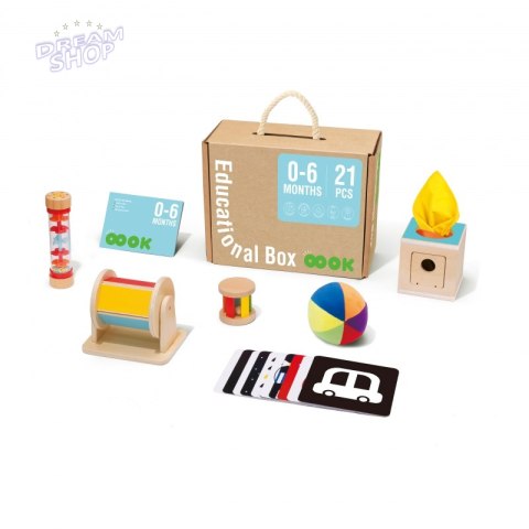 Tooky Toy Edukacyjne Pudełko Karty Kontrastowe Grzechotka Bębenek Piłka 6w1 od urodzenia do 6 miesiąca Tooky Toy Edukacyjne Pudełko Karty Kontrastowe Grzechotka Bębenek Piłka 6w1 od urodzenia do 6 miesiąca