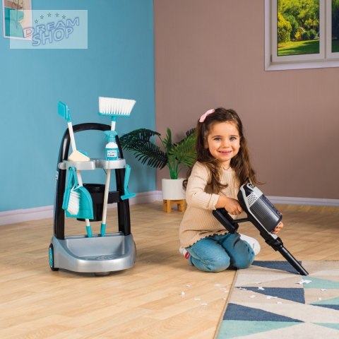 Smoby - Wózek do sprzątania z odkurzaczem Rowenta z dźwiękiem + 10 akcesoriów