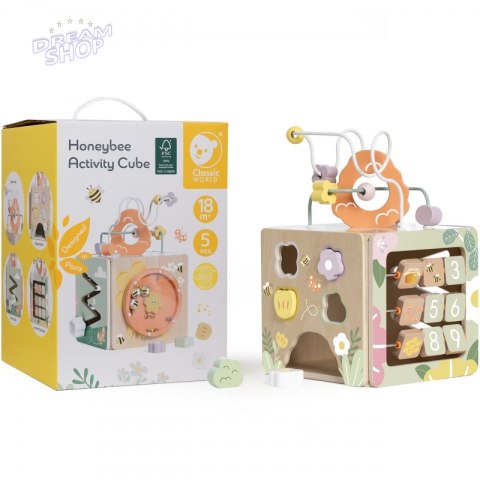 CLASSIC WORLD Drewniana Kostka Edukacyjna Sensoryczna 5w1 CLASSIC WORLD Drewniana Kostka Edukacyjna Sensoryczna 5w1