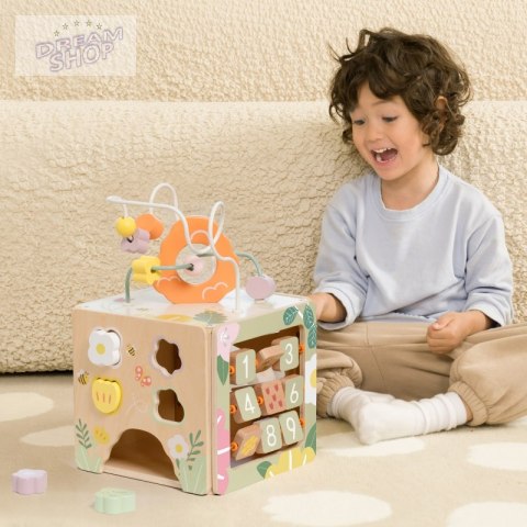 CLASSIC WORLD Drewniana Kostka Edukacyjna Sensoryczna 5w1 CLASSIC WORLD Drewniana Kostka Edukacyjna Sensoryczna 5w1