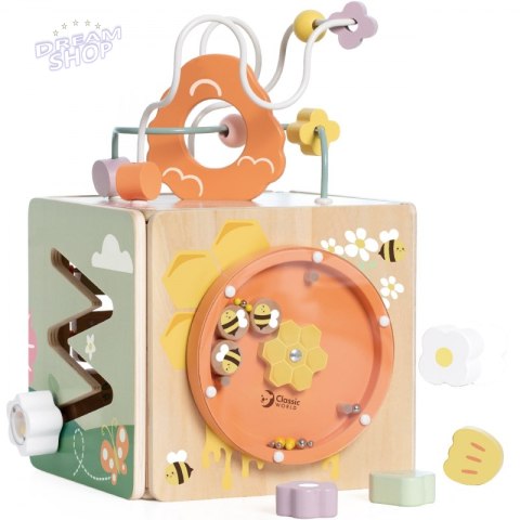 CLASSIC WORLD Drewniana Kostka Edukacyjna Sensoryczna 5w1 CLASSIC WORLD Drewniana Kostka Edukacyjna Sensoryczna 5w1