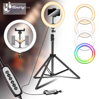 Lampa pierścieniowa RIVONI LED RGB statyw uchwyt do selfie
