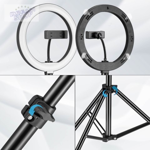 Lampa pierścieniowa RIVONI LED RGB statyw uchwyt do selfie Lampa pierścieniowa RIVONI LED RGB statyw uchwyt do selfie