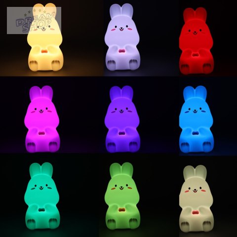 Lampka nocna dla dzieci silikonowa LED biała z różem króliczek Lampka nocna dla dzieci silikonowa LED biała z różem króliczek