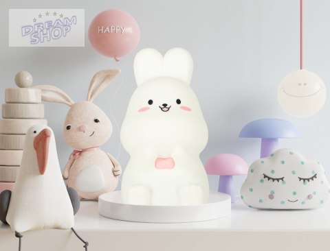 Lampka nocna dla dzieci silikonowa LED biała z różem króliczek Lampka nocna dla dzieci silikonowa LED biała z różem króliczek