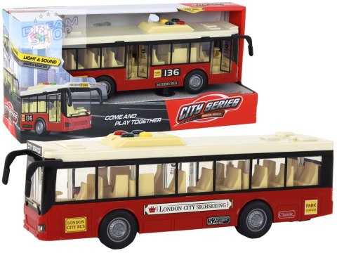 Autobus Na Baterie Światła Dźwięki Czerwony Miejski 1:16