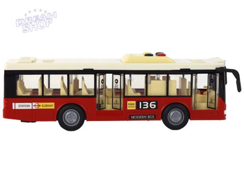Autobus Na Baterie Światła Dźwięki Czerwony Miejski 1:16