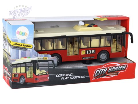 Autobus Na Baterie Światła Dźwięki Czerwony Miejski 1:16