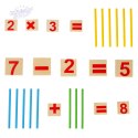 Patyczki do nauki liczenia liczydło patyczki + cyfry zestaw edukacyjny Montessori