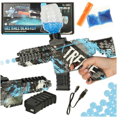 Pistolet na kulki żelowe wodne karabin niebieski zasilanie bateryjne USB 550szt. 7-8mm Pistolet na kulki żelowe wodne karabin niebieski zasilanie bateryjne USB 550szt. 7-8mm