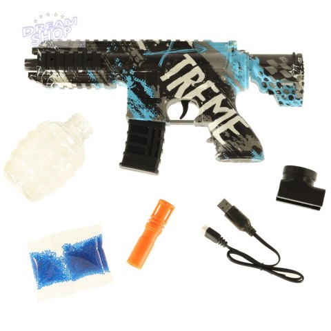 Pistolet na kulki żelowe wodne karabin niebieski zasilanie bateryjne USB 550szt. 7-8mm Pistolet na kulki żelowe wodne karabin niebieski zasilanie bateryjne USB 550szt. 7-8mm