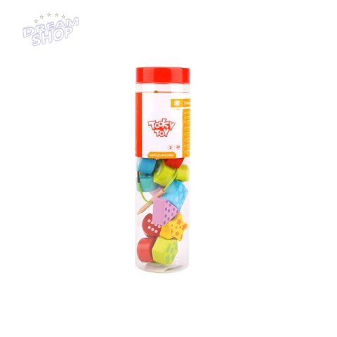 TOOKY TOY Drewniana Sznurowana Gąsienica Do Nawlekania Zręcznościowa TOOKY TOY Drewniana Sznurowana Gąsienica Do Nawlekania Zręcznościowa