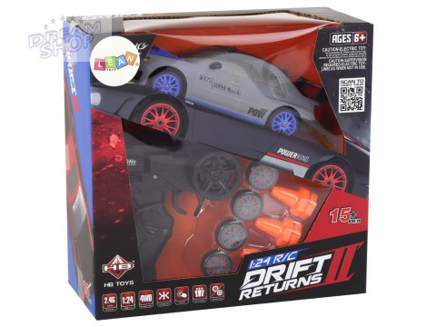 Autko Sportowe Zdalnie Sterowane R/C 1:24 Szare Wymienne Koła