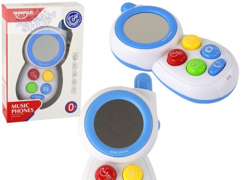Niebieski Dziecięcy Telefon Interaktywny Światła Dźwięki Lusterko