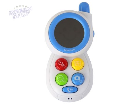 Niebieski Dziecięcy Telefon Interaktywny Światła Dźwięki Lusterko