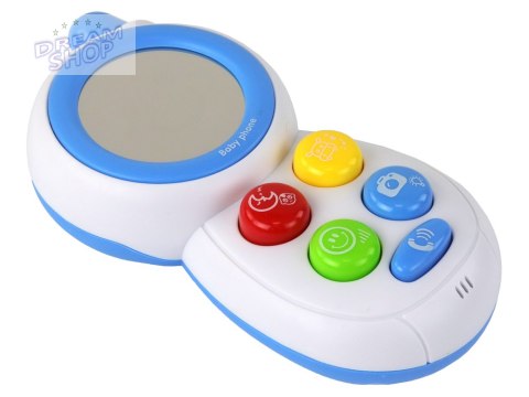 Niebieski Dziecięcy Telefon Interaktywny Światła Dźwięki Lusterko