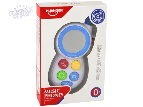 Niebieski Dziecięcy Telefon Interaktywny Światła Dźwięki Lusterko