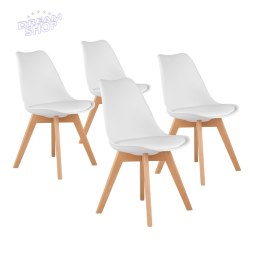 Zestaw 4 krzeseł do salonu jadalni z poduszką Białe ModernHome