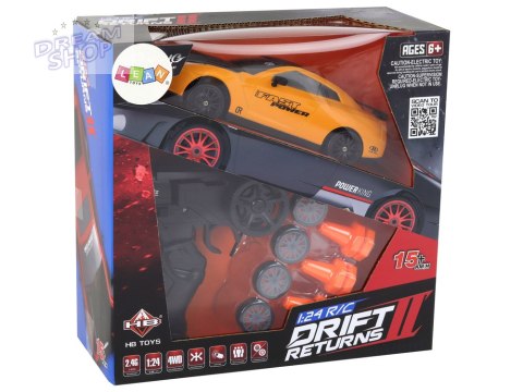 Autko Sportowe Zdalnie Sterowane R/C 1:24 Żółte Wymienne Koła Autko Sportowe Zdalnie Sterowane R/C 1:24 Żółte Wymienne Koła