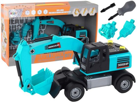 Koparka Zestaw DIY Niebieska Pojazd Budowlany Wiertnica Chwytak Koparka Zestaw DIY Niebieska Pojazd Budowlany Wiertnica Chwytak