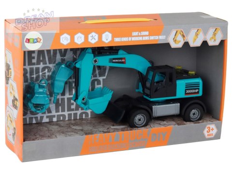 Koparka Zestaw DIY Niebieska Pojazd Budowlany Wiertnica Chwytak Koparka Zestaw DIY Niebieska Pojazd Budowlany Wiertnica Chwytak