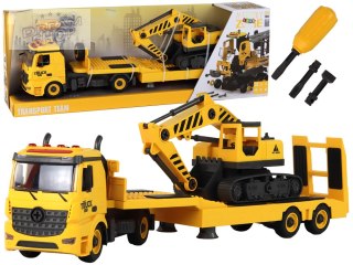 Laweta Do Składania Z Koparką Gąsienicową Dźwięk Światła DIY Żółty