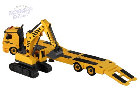 Laweta Do Składania Z Koparką Gąsienicową Dźwięk Światła DIY Żółty Laweta Do Składania Z Koparką Gąsienicową Dźwięk Światła DIY Żółty