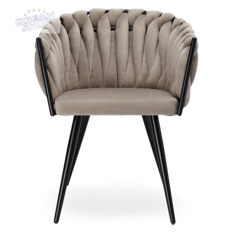 Krzesło plecione aksamitne ASTON Velvet Beżowe Taupe Krzesło plecione aksamitne ASTON Velvet Beżowe Taupe