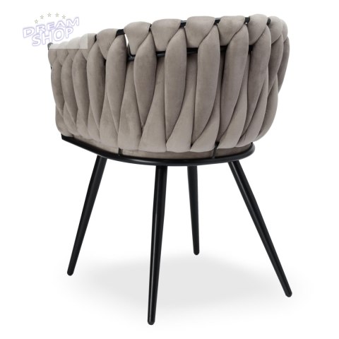 Krzesło plecione aksamitne ASTON Velvet Beżowe Taupe Krzesło plecione aksamitne ASTON Velvet Beżowe Taupe