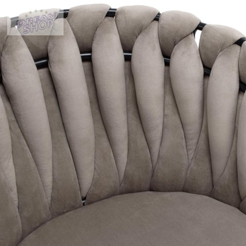 Krzesło plecione aksamitne ASTON Velvet Beżowe Taupe Krzesło plecione aksamitne ASTON Velvet Beżowe Taupe
