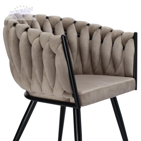 Krzesło plecione aksamitne ASTON Velvet Beżowe Taupe Krzesło plecione aksamitne ASTON Velvet Beżowe Taupe