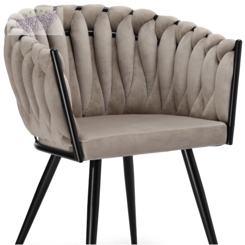 Krzesło plecione aksamitne ASTON Velvet Beżowe Taupe Krzesło plecione aksamitne ASTON Velvet Beżowe Taupe