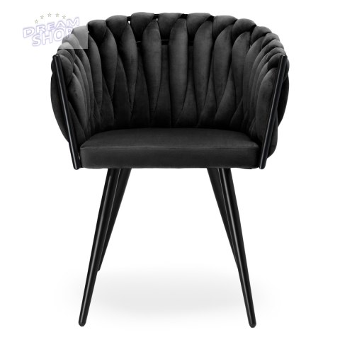 Krzesło plecione aksamitne ASTON Velvet Czarne Krzesło plecione aksamitne ASTON Velvet Czarne