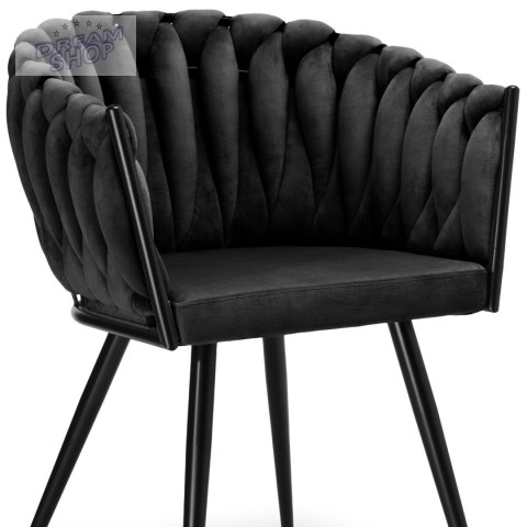 Krzesło plecione aksamitne ASTON Velvet Czarne Krzesło plecione aksamitne ASTON Velvet Czarne