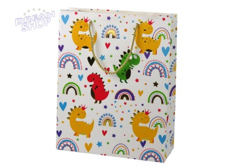 Torba Prezentowa Kolorowe Dinozaury Tęcza 32 cm x 26 cm x 10 cm Torba Prezentowa Kolorowe Dinozaury Tęcza 32 cm x 26 cm x 10 cm