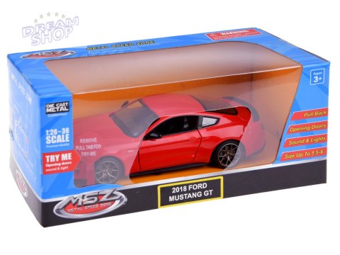 Auto metalowe model 2018 Ford Mustang GT skala 1:34 światło dźwięk ZA4616 Auto metalowe model 2018 Ford Mustang GT skala 1:34 światło dźwięk ZA4616