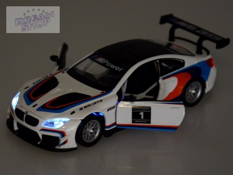 Auto metalowe model sportowe BMW M6 GT3 skala 1:32 światło dźwięk ZA4613 Auto metalowe model sportowe BMW M6 GT3 skala 1:32 światło dźwięk ZA4613