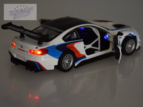 Auto metalowe model sportowe BMW M6 GT3 skala 1:32 światło dźwięk ZA4613 Auto metalowe model sportowe BMW M6 GT3 skala 1:32 światło dźwięk ZA4613
