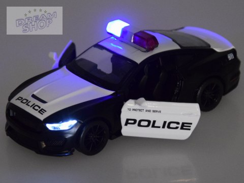 Auto metalowe policja Ford Shelby GT350 skala 1:32 światła koguty ZA4610 Auto metalowe policja Ford Shelby GT350 skala 1:32 światła koguty ZA4610