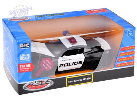 Auto metalowe policja Ford Shelby GT350 skala 1:32 światła koguty ZA4610 Auto metalowe policja Ford Shelby GT350 skala 1:32 światła koguty ZA4610