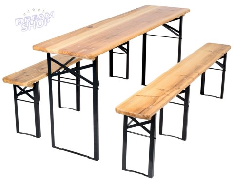 Zestaw stalowo-drewniany stół + 2 ławki 170 cm Zestaw stalowo-drewniany stół + 2 ławki 170 cm