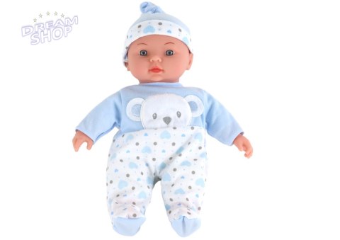 Lalka Bobas Niebieska Piżamka z Misiem Czapeczka Dźwięki